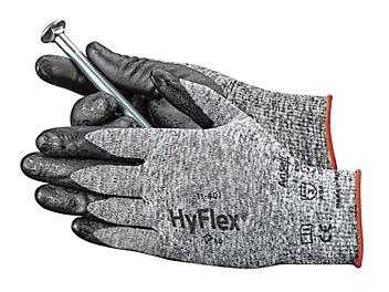 Ansell HyFlex&reg; 11-801 Foam Nitrile Coated Gloves - Gray/Black, Small S-15572GB-S