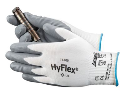 Ansell&reg; HyFlex&reg; 11-800 Foam Nitrile Coated Gloves - White/Gray, 2XL S-15572WG-2X