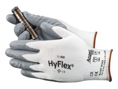 Ansell&reg; HyFlex&reg; 11-800 Foam Nitrile Coated Gloves - White/Gray, Large S-15572WG-L