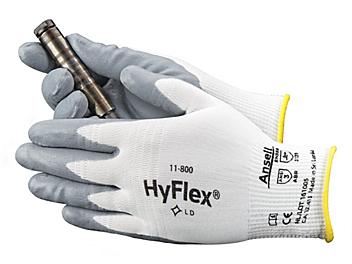 Ansell HyFlex&reg; 11-800 Foam Nitrile Coated Gloves - White/Gray, Medium S-15572WG-M