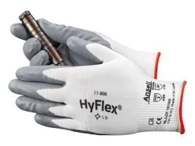 Ansell&reg; HyFlex&reg; 11-800 Foam Nitrile Coated Gloves - White/Gray, Small S-15572WG-S