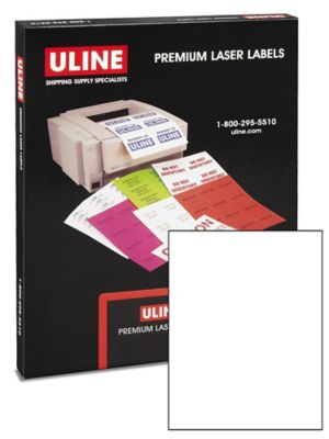 Uline Laser Labels - Glossy White, 8 1/2 x 11