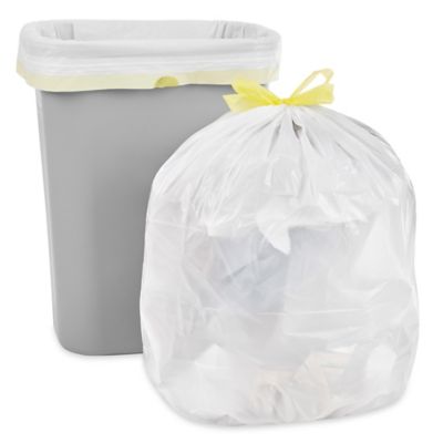Sacs poubelle avec cordon – 0,8 mil, 13 gallons, blanc S-15583W - Uline