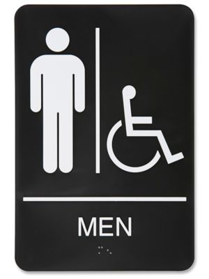 Plastic Accessible Restroom Sign - "Men", Black S-15597BL