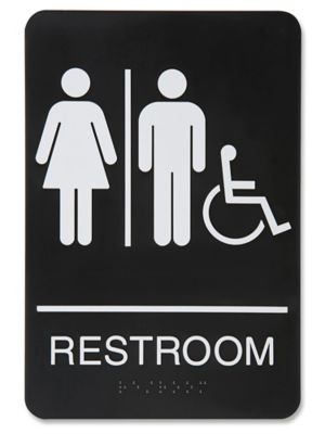  Enseigne de toilettes accessibles en plastique – « Restroom », unisexe