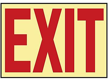 Glow-In-the-Dark Sign - "Exit", Adhesive-Backed S-15600
