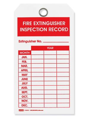 Fire Extinguisher Tags Inspection Record S15615 Uline