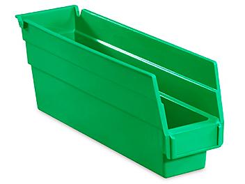 Plastic Shelf Bins - 2 3/4 x 12 x 4", Green S-15641G
