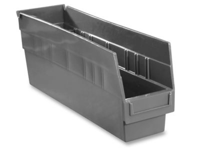 Plastic Shelf Bins 4 x 18 x 6", Black S15644BL Uline