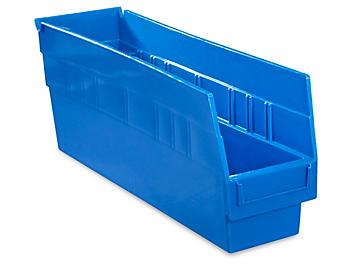 Plastic Shelf Bins - 4 x 18 x 6", Blue S-15644BLU
