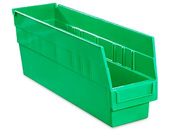 Plastic Shelf Bins - 4 x 18 x 6", Green S-15644G