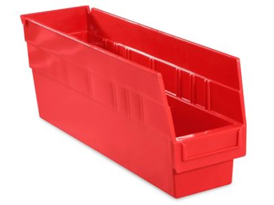 Plastic Shelf Bins - 4 x 18 x 6", Red S-15644R