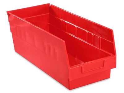 Red Small Plastic Storage Bin 6 Pack