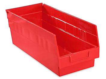 Plastic Shelf Bins - 7 x 18 x 6", Red S-15645R