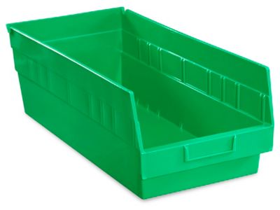 Plastic Shelf Bins - 8 1/2 x 18 x 6, Green