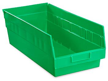 Plastic Shelf Bins - 8 1/2 x 18 x 6", Green S-15646G