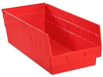 Plastic Shelf Bins - 8 1/2 x 18 x 6", Red S-15646R