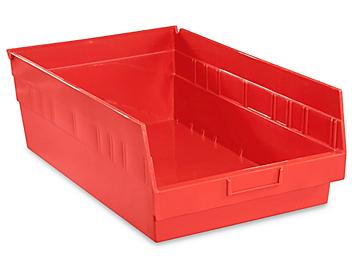 Plastic Shelf Bins - 11 x 18 x 6", Red S-15647R