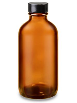 Amber Boston Round Glass Bottles - 4 oz S-15649