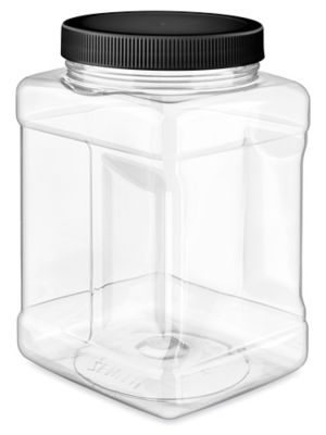 Plastic Grip Jars Skid Lot - 48 oz, Black Cap S-15709S-BL