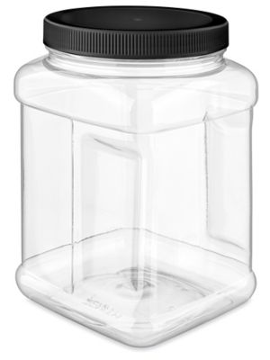 Plastic Grip Jars Skid Lot - 1/2 Gallon, Black Cap S-15710S-BL