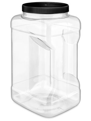 Plastic Grip Jars Skid Lot - 1 Gallon, Black Cap S-15711S-BL