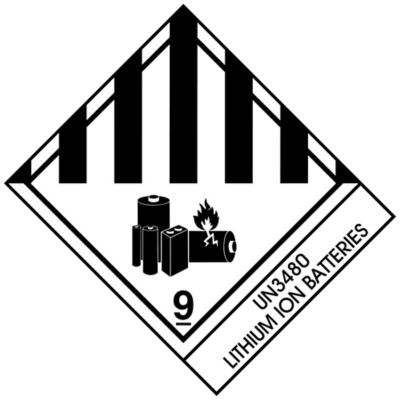 D.O.T. Labels - "Lithium Ion Batteries UN 3480", 4 x 4 3/4"