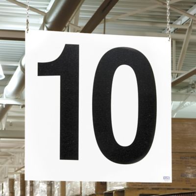 Hanging Numbered Aisle Signs - 12 x 12"
