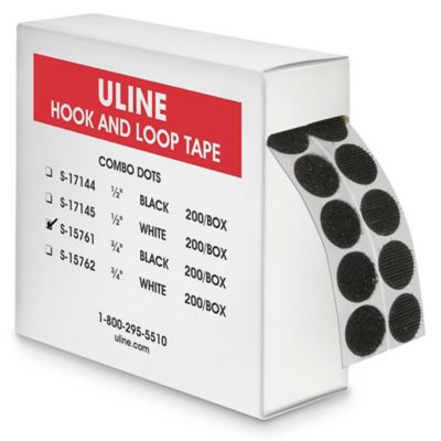 Uline Hook and Loop Combo Strips Pack - 1 x 15', Black S-15759