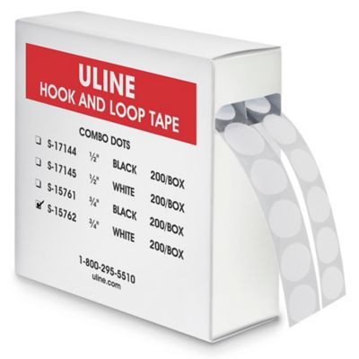 Uline Hook and Loop Combo Strips Pack - 1 x 15', Black S-15759