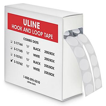 Uline Hook and Loop Dots Combo Pack - 3/4", White S-15762