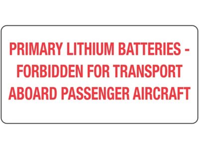 Étiquettes pour transport aérien – « Primary Lithium Batteries », 2 x 4 po
