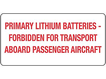 Air Labels - "Primary Lithium Batteries", 2 x 4" S-15764
