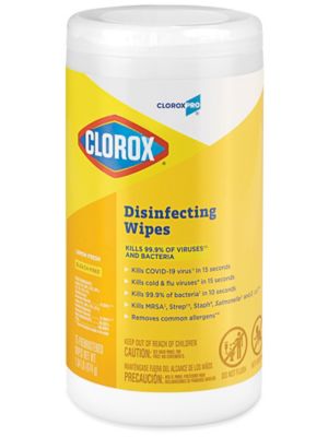 Clorox® Disinfecting Wipes - Lemon Scent, 75 ct S-15765 - Uline