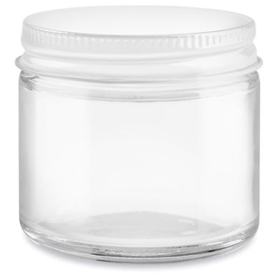 Clear Straight-Sided Glass Jars - 4 oz, Gold Metal Cap S-17982M