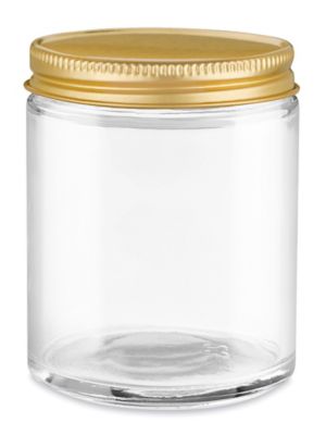 6 oz Clear Straight Sided Glass Jar with Gold Lid