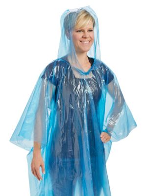 Disposable Ponchos - Blue S-15898BLU - Uline