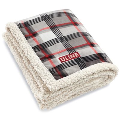 Lamb's Wool Throw RedGray Plaid S15965RGPL Uline