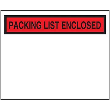 "Packing List Enclosed" Banner Envelopes - Red, Top Loading, 10 3/4 x 6 3/4"