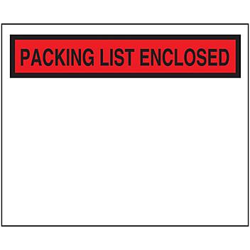 "Packing List Enclosed" Banner Envelopes - Red, 4 1/2 x 5 1/2" S-16131