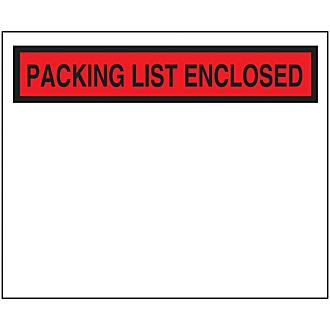 "Packing List Enclosed" Banner Envelopes - Red, 4 1/2 x 7 1/2"