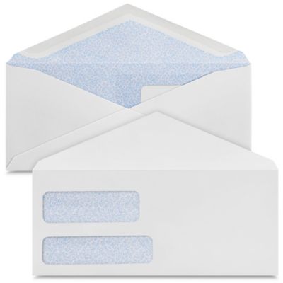 #9 Gummed V-Flap White Business Envelopes with Double Window - 3 7/8 x 8 7/8" S-16147