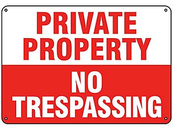 "Private Property No Trespassing" Sign - Plastic S-16156P