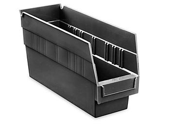 Plastic Shelf Bins - 4 x 12 x 6", Black S-16275BL