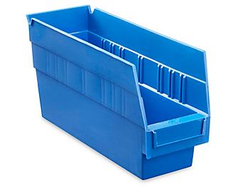 Plastic Shelf Bins - 4 x 12 x 6", Blue S-16275BLU