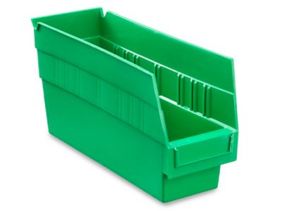 Plastic Shelf Bins - 4 x 12 x 6", Green S-16275G