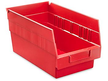 Plastic Shelf Bins - 7 x 12 x 6", Red S-16276R