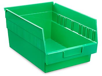 Plastic Shelf Bins - 8 1/2 x 12 x 6", Green S-16277G