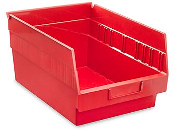 Plastic Shelf Bins - 8 1/2 x 12 x 6", Red S-16277R
