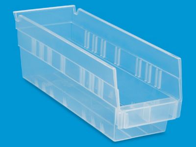 Clear Plastic Shelf Bins - 4 x 12 x 4" S-16292